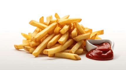 Plate of French fries with a bowl of ketchup