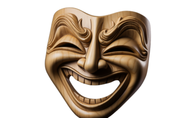 A mask shaped like a smile, exuding joy and amusement