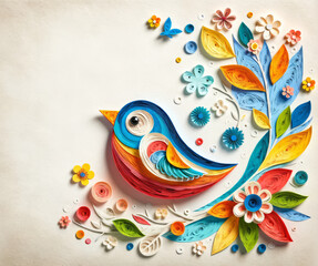 Fototapeta na wymiar Colorful Paper Artwork of a Bird