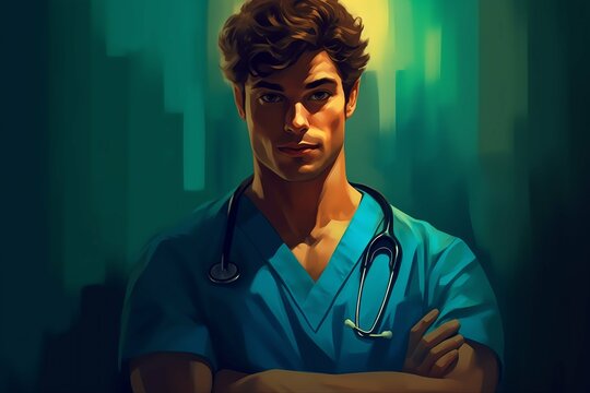 Portrait of a male doctor, Greeting card for International Nurses Day