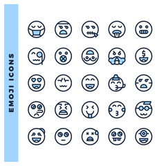 25 Emojis Two Color icon pack. vector illustration.