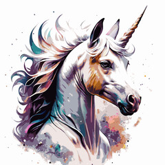 Unicorn, watercolour concept. aquarell,, t-shirt. watercolour Paint. Generative AI