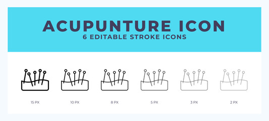 Acupunture line icon for websites and apps. Vector illustration with editable stroke.