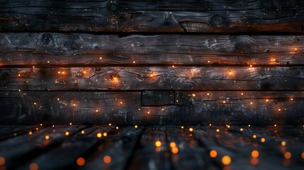Cozy Holiday Glow on Rustic Barn Wood, generative ai