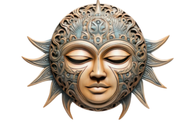 A mask crafted from intricate metal, depicting a human face with stunning detail and texture