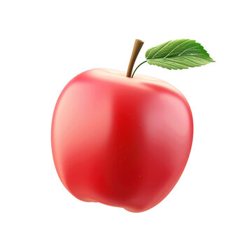 3d rendering icon of fresh apple isolated on transparent background . ai generative