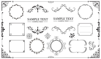 Ornate frames and borders, calligraphic design elements, vector set..eps