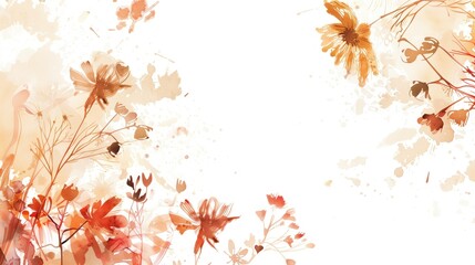 watercolor wildflowers, pastel colors, light cream colored background, empty space for text