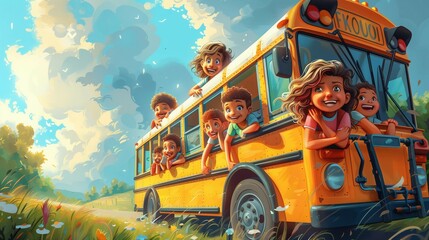 Sunshine and Smiles on the School Bus, generative ai