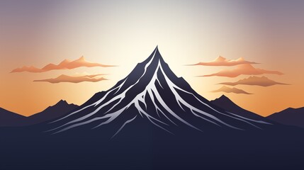 A logo icon featuring a sleek, minimalist representation of a mountain. - obrazy, fototapety, plakaty