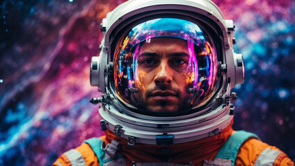 Closeup colorful illustration of an Astronaut
