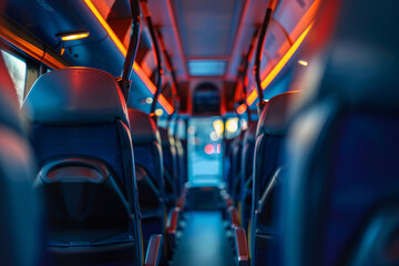 The interior of an unoccupied luxury bus - obrazy, fototapety, plakaty