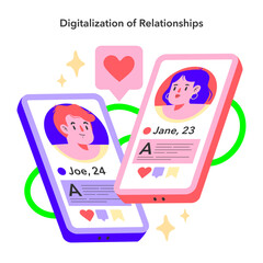 Lifestyle trends concept. The transformation of romantic connections in the digital age through online dating platforms.