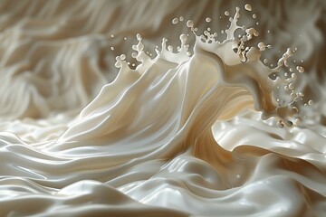 Set of 3D modern elements with yoghurt and milk splashes. Design for package