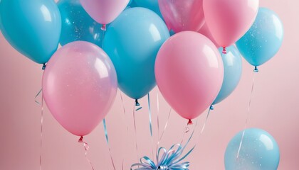 A glossy collection of balloons tied with a delicate bow, evoking a festive and celebratory atmosphere suitable for various joyful occasions