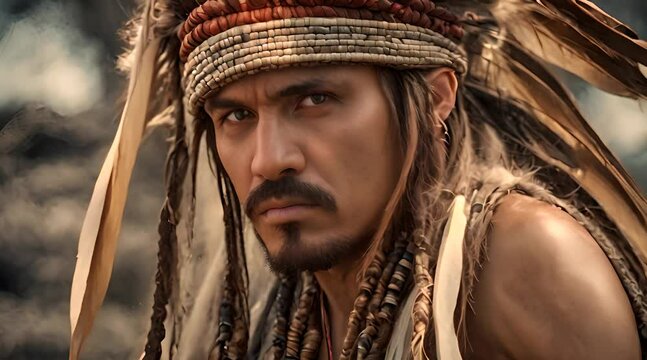The Apache warrior stands out with his determined look and flowing braids that symbolize his pride and his girlfriend