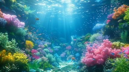 Naklejka na ściany i meble Enchanting Underwater World with Anime Mermaid, generative ai