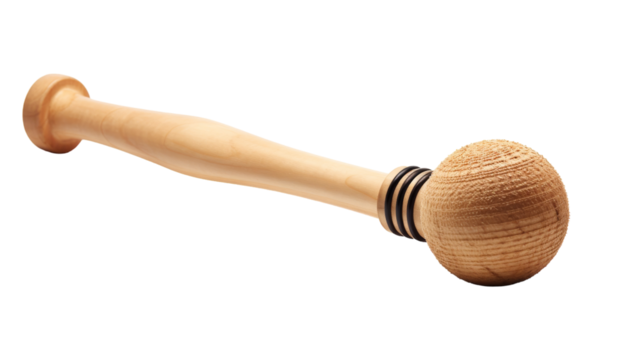 A wooden toy adorned with a sleek black stripe sits elegantly, exuding charm and sophistication