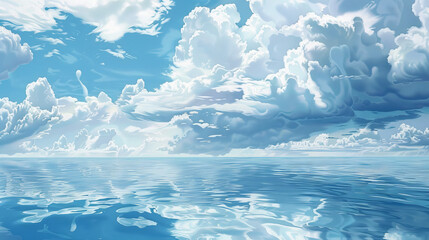 nubes en el agua - obrazy, fototapety, plakaty