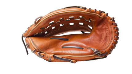 A baseball glove displayed on a crisp white background, showcasing its craftsmanship and timeless appeal