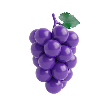 3d purple grape isolated on transparent background