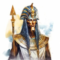 Aquarell ägyptischer Pharao Illustration - obrazy, fototapety, plakaty