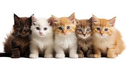 A group of adorable kittens sitting closely together in a row