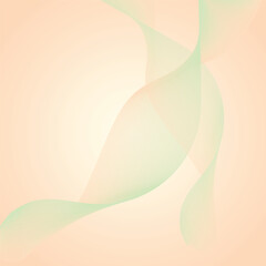 Abstract Halftone green and peach smooth wave on a peach background. Curved twisted slanting design or waved lines pattern, Templates for business cards, brochures, posters, covers. Editable. EPS 10.
