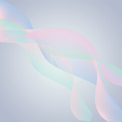 Obraz premium Abstract Halftone colorful smooth wave on a light teal bacakground. Curved twisted slanting design or waved lines pattern, Templates for business cards, brochures, posters, covers. Editable. EPS 10.