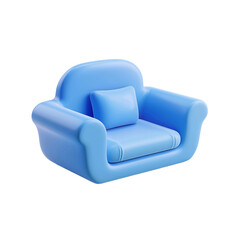 3d sofa icon . cute couch icon. isolated on transparent background. ai generative