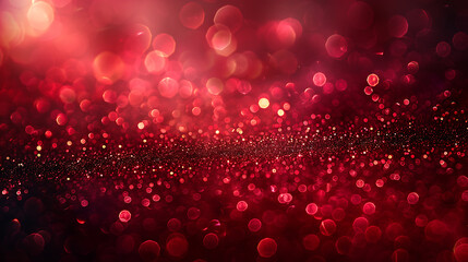 Red bokeh lights, Glowing and shiny red back background, ruby sheen texture, iridescence - obrazy, fototapety, plakaty