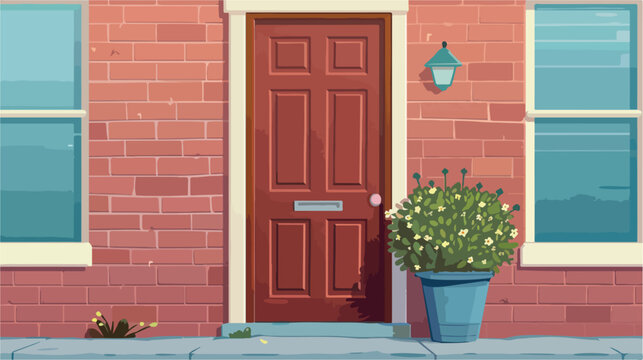 House door isolated flat cartoon vactor illustration
