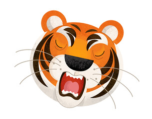 Cartoon animal funny tiger on white background illustration for the children
