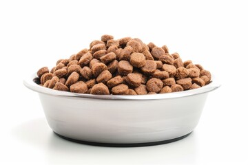 Isolated dog food bowl on white background
