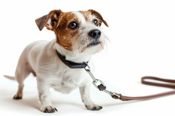 Jack russel terrier on leash ready for walk