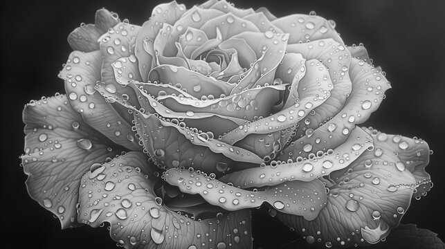 Delicate Petals of a Monochromatic Rose, generative ai