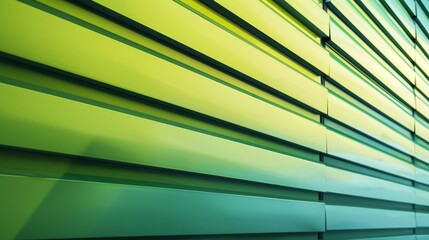 Obraz premium Green and teal striped facade of modern architecture. Close-up architectural photography with abstract pattern. Urban design concept for posters and banners.