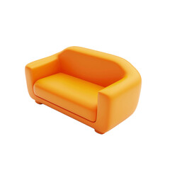 cute orange sofa icon, 3d rendering . orange sofa illustration . ai generative
