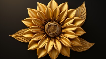 A radiant logo icon resembling a golden sunflower.