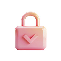 padlock with check mark icon . 3d rendering . isolated on transparent background. ai generative