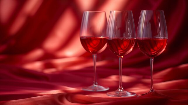 Rich Burgundy Backdrop: Wine Glasses, generative ai