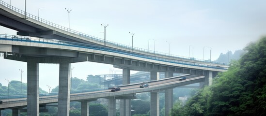 Elevated expressway. The curve of suspension bridge