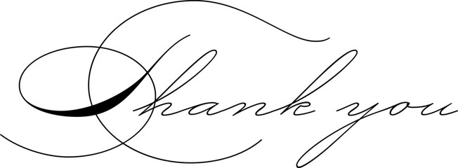 Thank you calligraphy. Thank you thin lines. Thank you black handwritten. Thank you decorative sign.