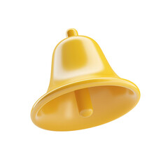3d notification bell icon isolated on transparent background. 3d render ringing bell with new notification for social media reminder. Realistic vector icon