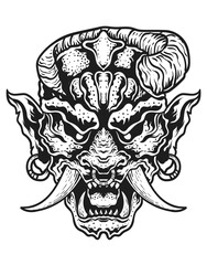 Illustration vector Oni mask, Japanese demon mask.