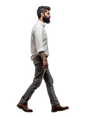 Naklejka premium Profile view of man walking transparent background