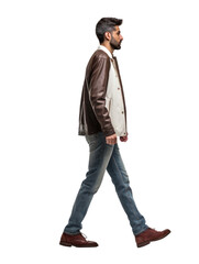 Naklejka premium Profile view of man walking transparent background