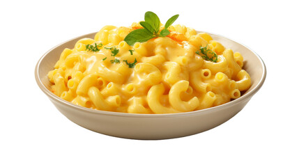 A white bowl brimming with macaroni and cheese, showcasing the creamy texture and heartwarming comfort of this classic dish