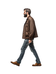 Naklejka premium Profile view of man walking transparent background