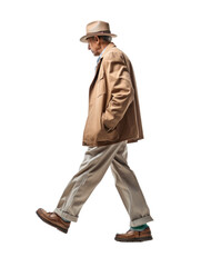 Fototapeta premium Profile view of man walking transparent background